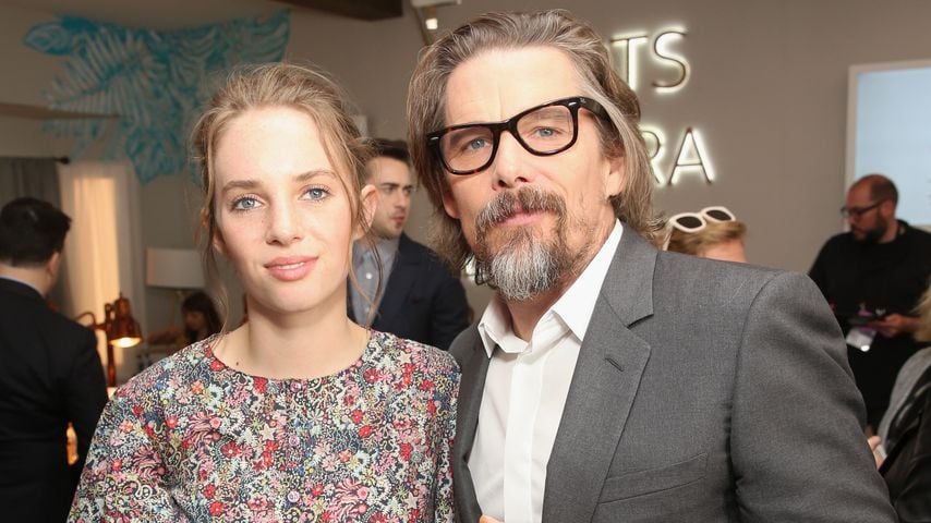 Maya und Vater Ethan Hawke, Kalifornien 2018