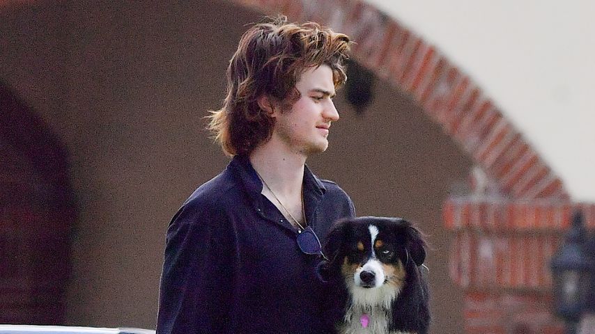 Joe Keery mit seinem Hund im April 2020