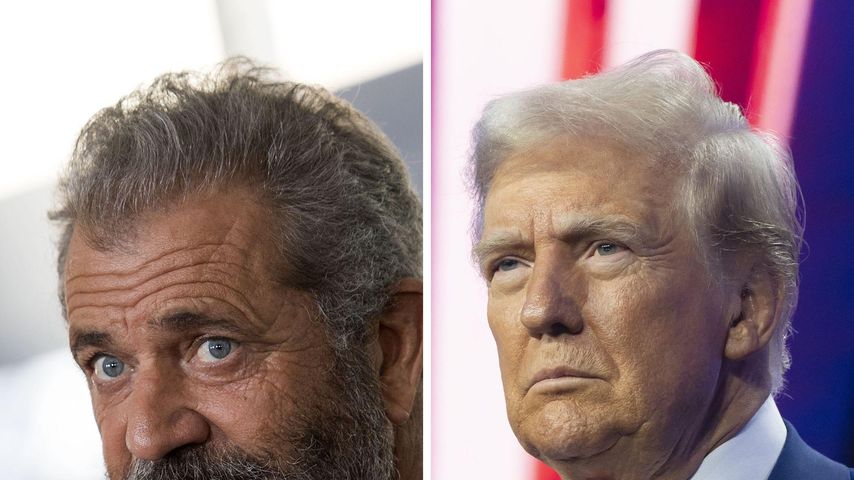 Collage: Schauspieler Mel Gibson und US-Präsident Donald Trump