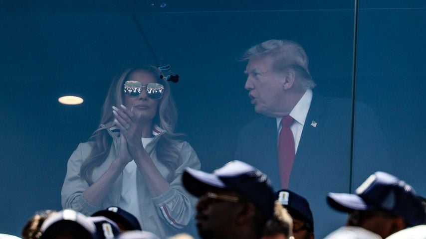 Melania Trump und Donald Trump beim WM-Finale Spanien gegen Argentinien in East Rutherford, 19. Juli 2026