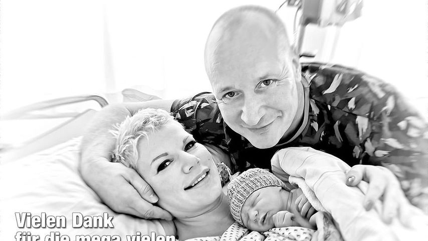 Melanie Müller mit Baby Matty und ihrem Mann