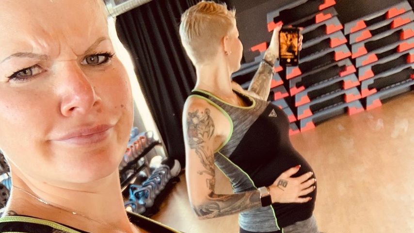 Melanie Müller während ihrer zweiten Schwangerschaft, August 2019