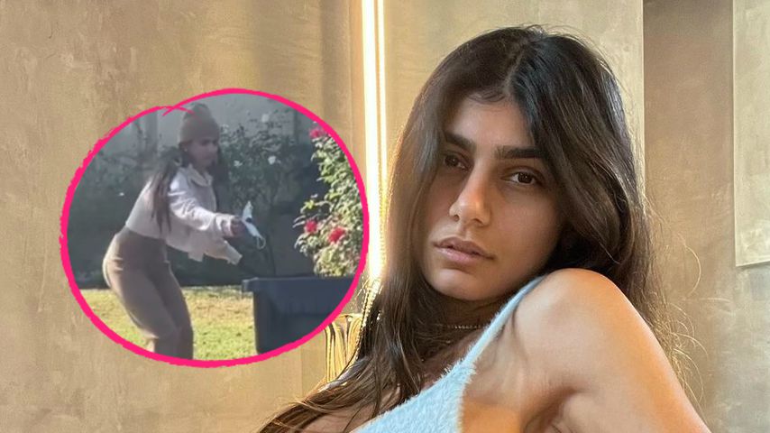 Mia Khalifa sammelt Kot mit Maske ein und setzt sie dann auf