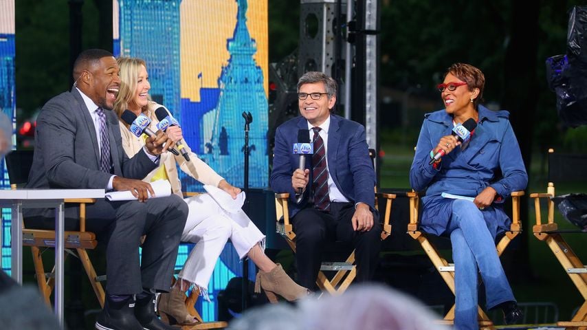 Michael Strahan, Lara Spencer, George Stephanopoulos und Robin Roberts bei "Good Morning America" in Philadelphia