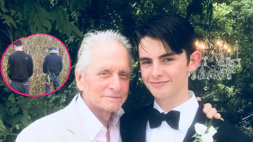 Vater-Sohn-Ding: Michael und Dylan Douglas pinkeln in Hecke