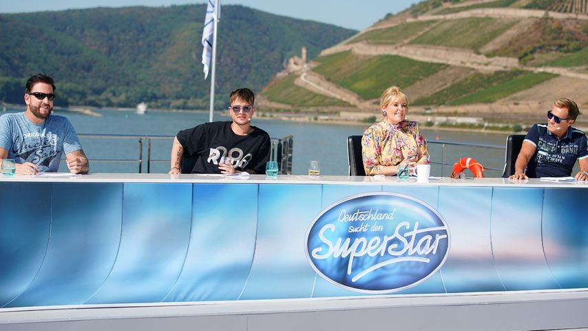 Michael Wendler, Mike Singer, Maite Kelly und Dieter Bohlen auf dem DSDS-Boot