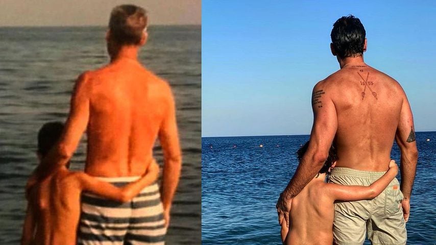 Michele Morrone mit seinem Vater, Michele mit seinem Sohn Marcus