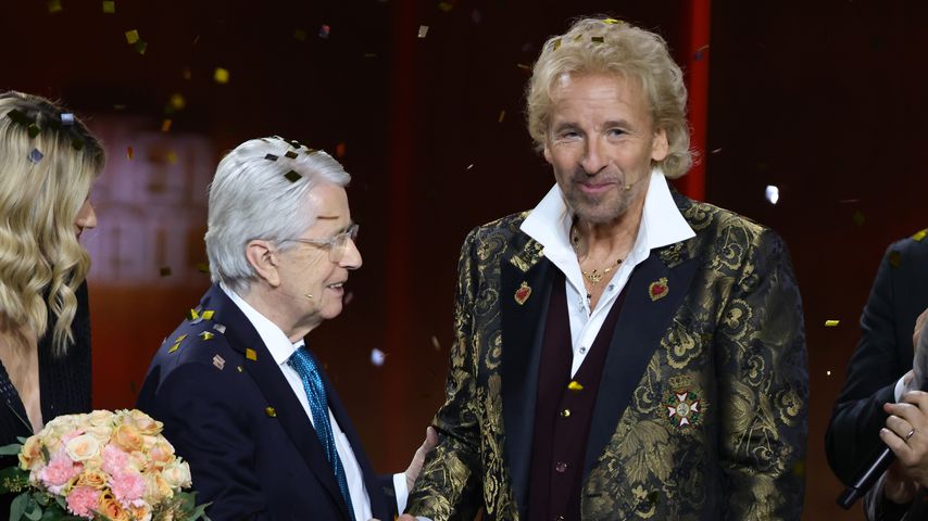 Michelle Hunziker, Frank Elstner und Thomas Gottschalk bei "Wetten, dass..?"