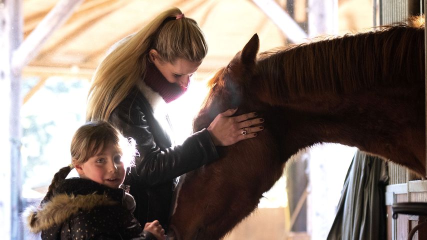 Süß! Hier nehmen Michelle Hunzikers Töchter Reitstunden