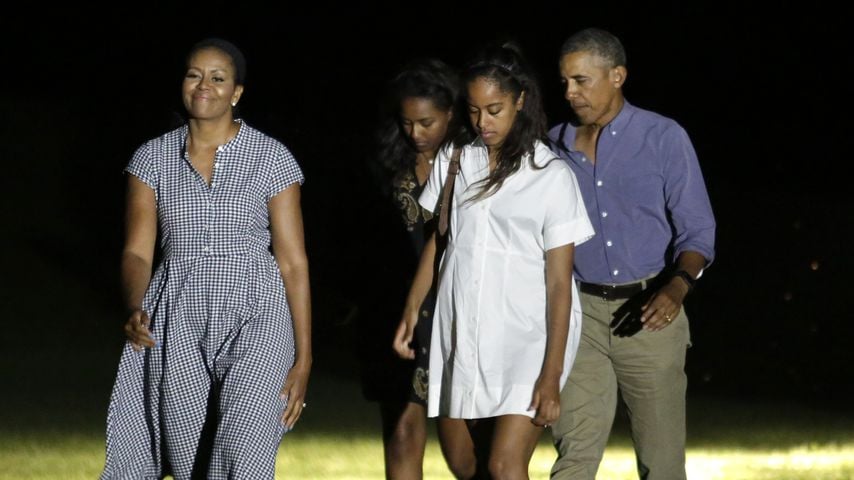 Michelle, Sasha, Malia und Barack Obama im August 2016