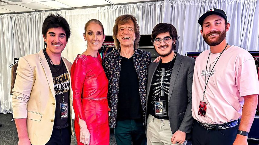 Nelson Angélil, Céline Dion, Mick Jagger, Eddy Angélil und René-Charles Angélil