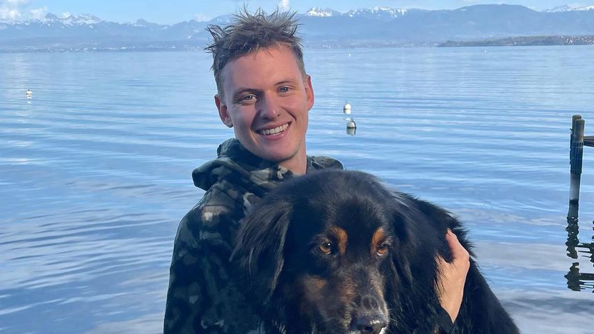Mick Schumacher und Hündin Angie am Genfer See