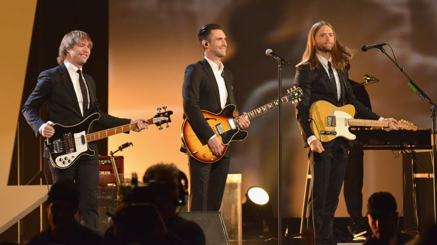 Mickey Madden, Adam Levine und James Valentine von Maroon 5 im Jahr 2014
