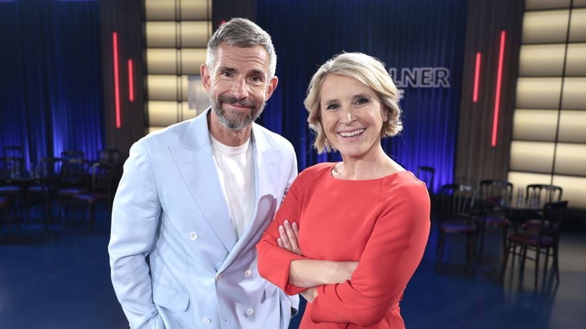 Bei der Aufzeichnung des WDR-Talks "Kölner Treff" im Studio BS 3: Micky Beisenherz und Susan Link, Köln, 15.07.2026