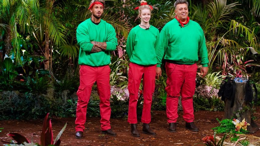 Mike Heiter, Zoe Saip und Frank Fussbroich an Tag drei in der Dschungelshow 2021