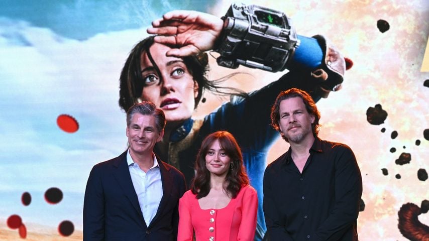 Mike Hopkins (Amazon Studios), Schauspielerin Ella Purcell und Director Jonatahn Nolan, 2024