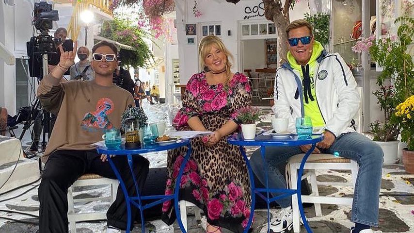 Die DSDS-Juroren Mike Singer, Maite Kelly und Dieter Bohlen auf Mykonos, 2020