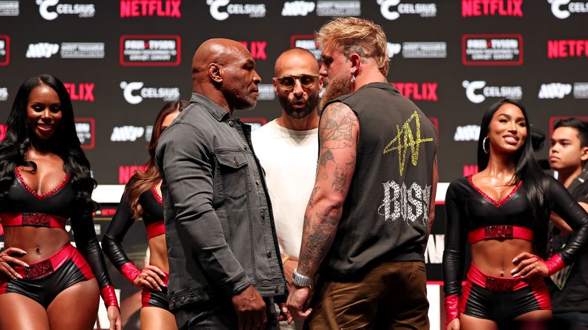 Mike Tyson und Jake Paul bei der Pressekonferenz für ihren Boxkampf im November 2024