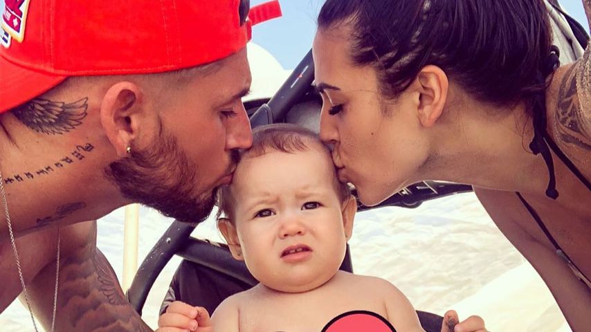 Mike Heiter und Elena Miras mit ihrer Tochter Aylen