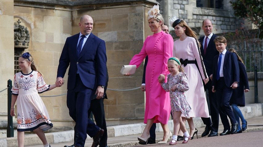 Mike und Zara Tindall mit ihren Töchtern Mia und Lena, April 2023