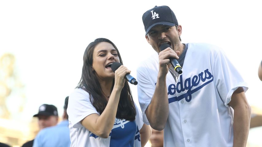 Mila Kunis und Ashton Kutcher beim Baseball in Los Angeles