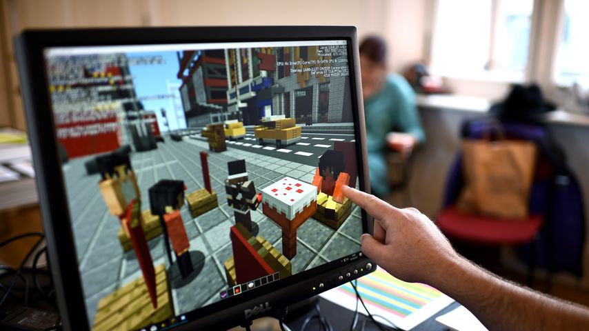 Blick auf das Minecraft-Gameplay im Playhouse Theatre and Arts Centre in Londonderry, 2017