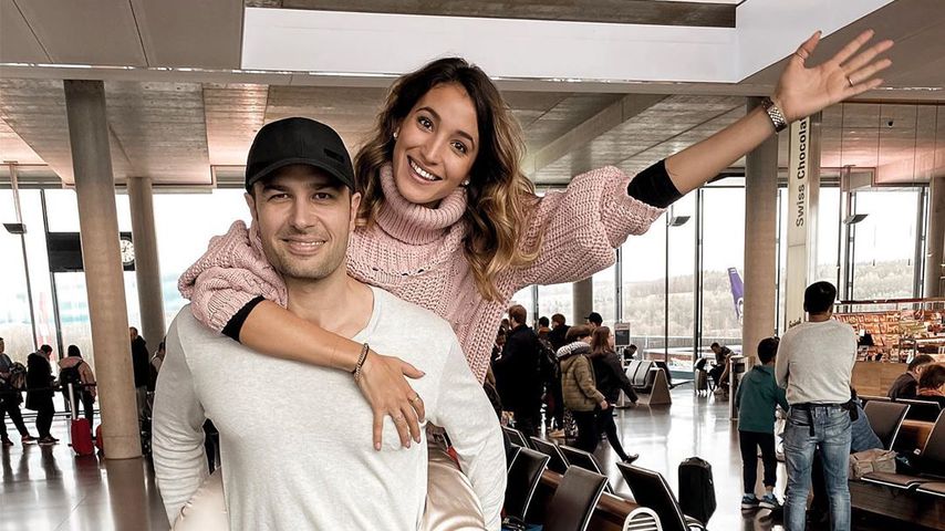 Sara und Lorenzo Leutenegger am Flughafen