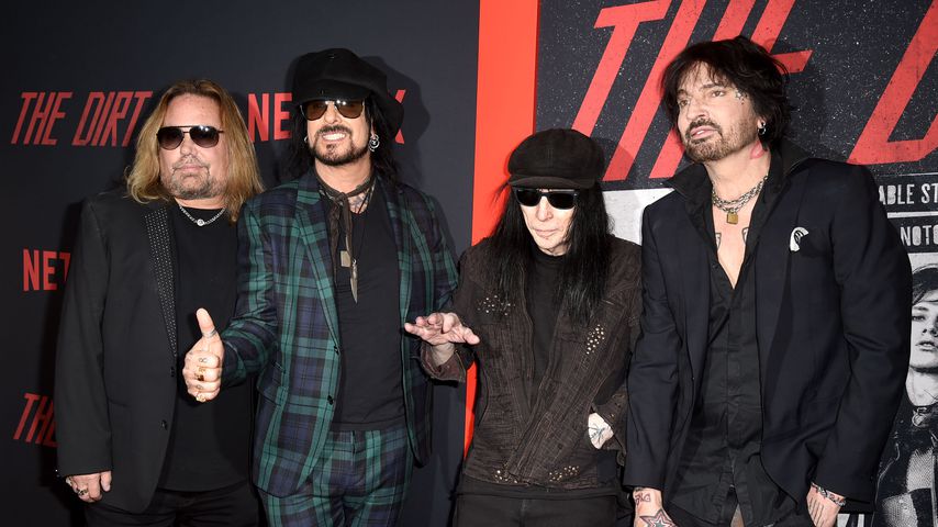 Mötley-Crüe-Mitglieder: Vince Neil, Nikki Sixx, Mick Mars und Tommy Lee, 2019
