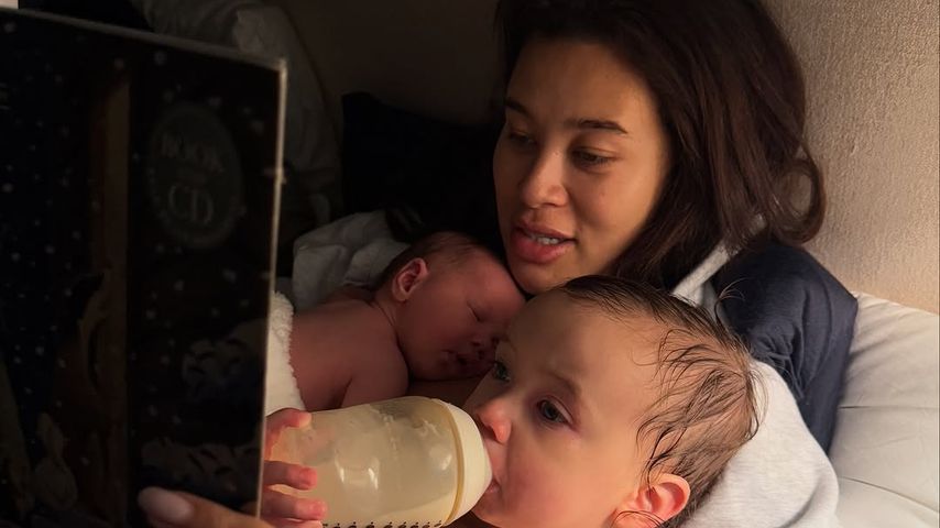 Montana Brown mit Tochter Miley und Sohn Jude, Februar 2025