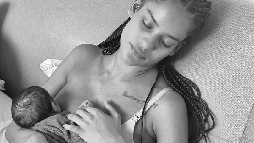 Model Narah Baptista mit Sohn Caetano