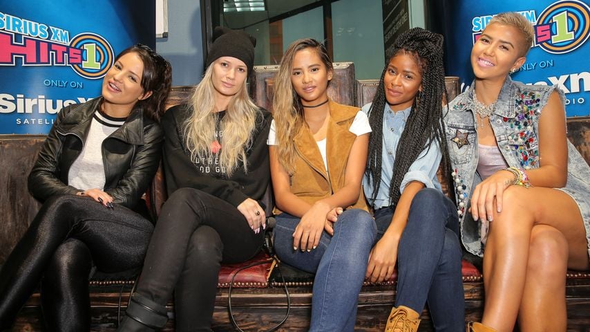 Die Mitglieder von G.R.L. 2014: Natasha Slayton, Lauren Bennett, Emmalyn Estrada, Simone Battle und Paula van Oppen