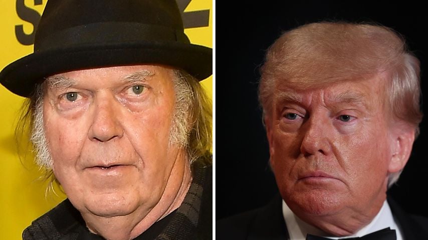 Collage: Neil Young und Donald Trump