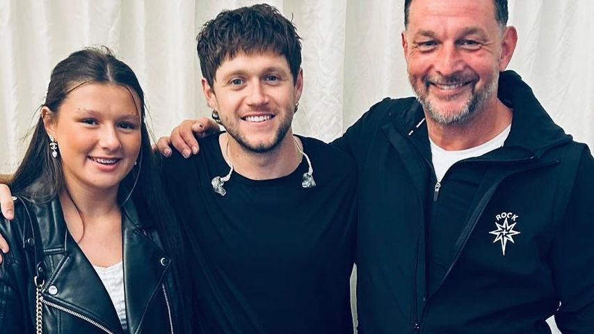 One Direction-Sänger Niall Horan (Mitte) mit Bodyguard Paul Higgins und dessen Tochter, 2024