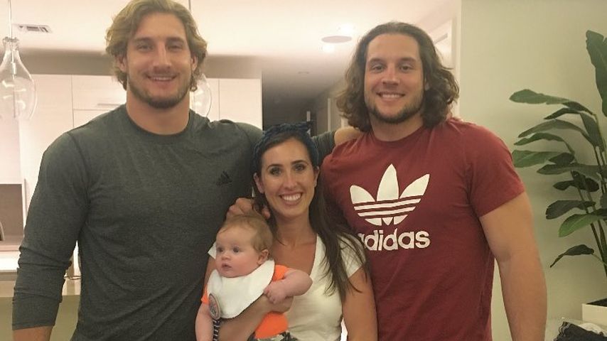 NFL-Star Nick Bosa (r.) mit seinem Bruder Joey und einer Bekannten, 2018