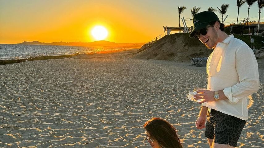 Nick Jonas mit seiner Frau Priyanka Chopra und ihrer Tochter Malti