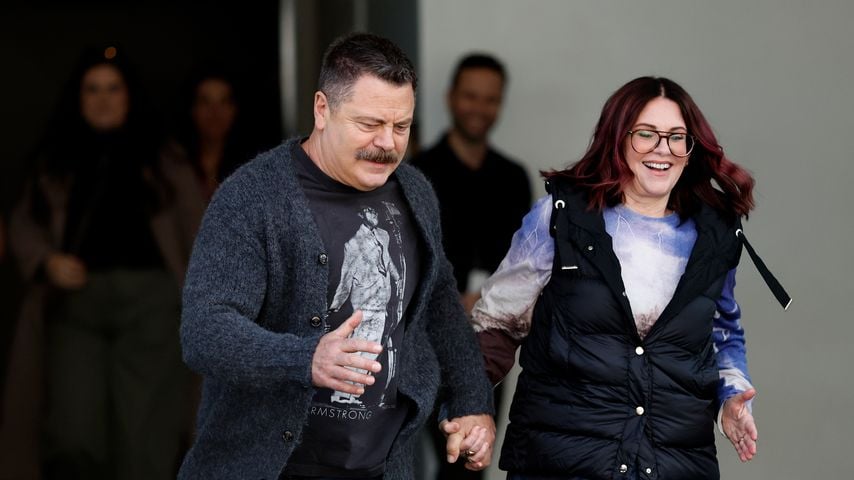 Nick Offerman und Megan Mullally bei einer Pressekonferenz zu Vivid Sydney 2025 in Sydney