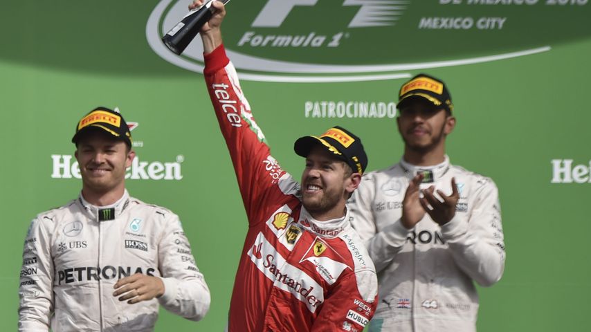 Nico Rosberg, Sebastian Vettel und Lewis Hamilton 2016 beim Grand Prix von Mexiko