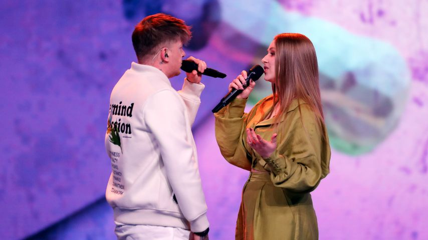 Nico Suave und Emy von Team Liebe beim ESC-Vorentscheid 2022 in Berlin