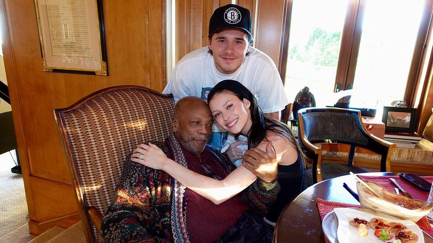 Quincy Jones, Nicola und Brooklyn Peltz Beckham bei einem Familienessen