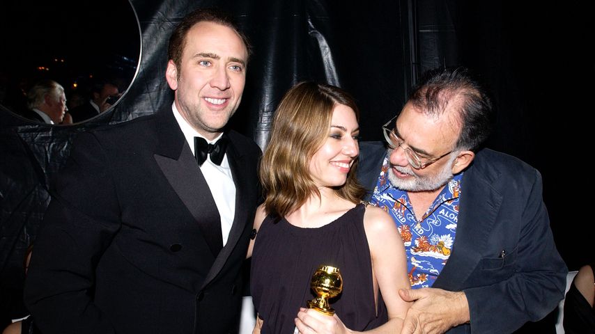 Nicolas Cage, Sophia Coppola und Francis Ford Coppola 2004 bei den Golden Globes