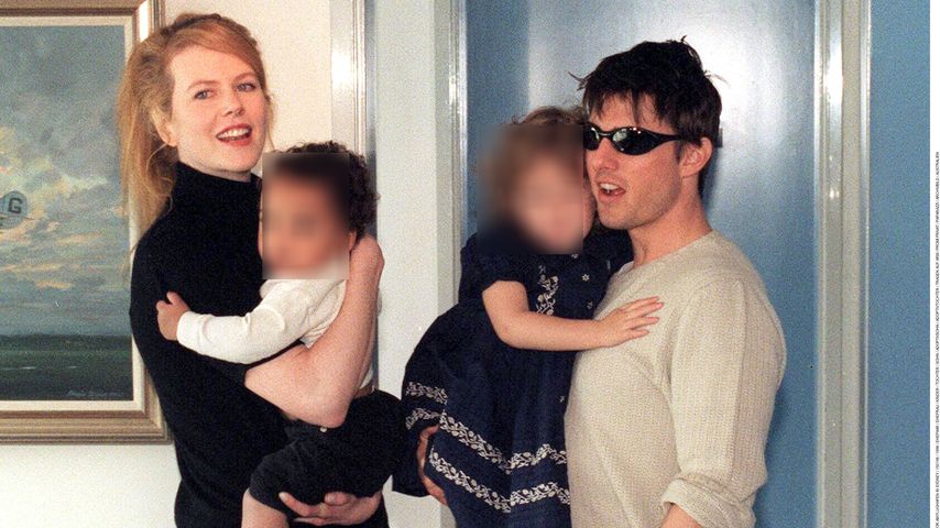 Collage: Nicole Kidman und Tom Cruise mit ihren Adoptivkindern Connor und Isabella, 1996