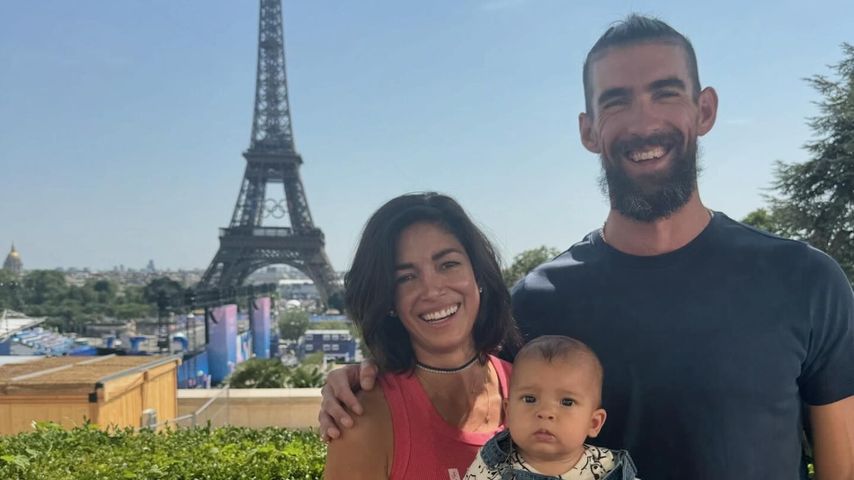 Nicole und Michael Phelps mit ihrem Sohn Nico bei Olympia 2024