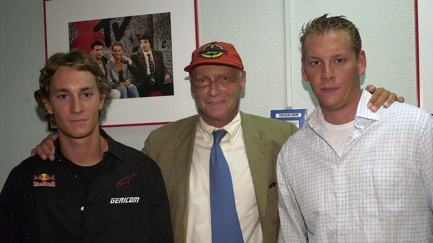 Niki Lauda mit seinen Söhnen Mathias und Lukas