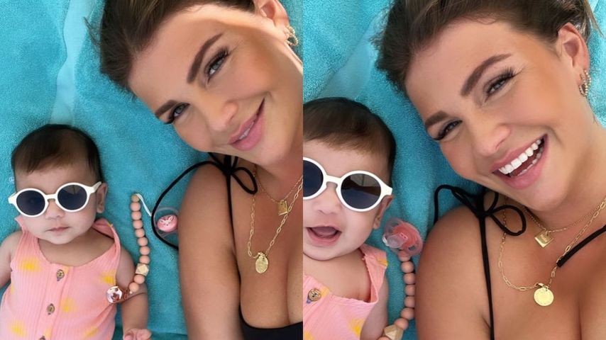 Erster Urlaub zu dritt: Novalanalove chillt mit Baby am Pool