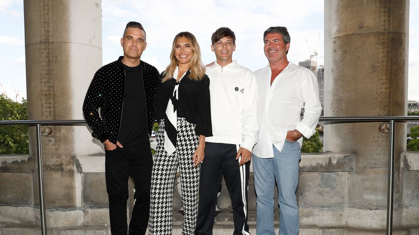 Robbie Williams, Ayda Field, Louis Tomlinson und Simon Cowell