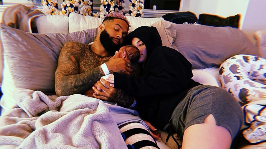 Odell Beckham Jr. und seine Freundin Lauren Wood mit ihrem Baby