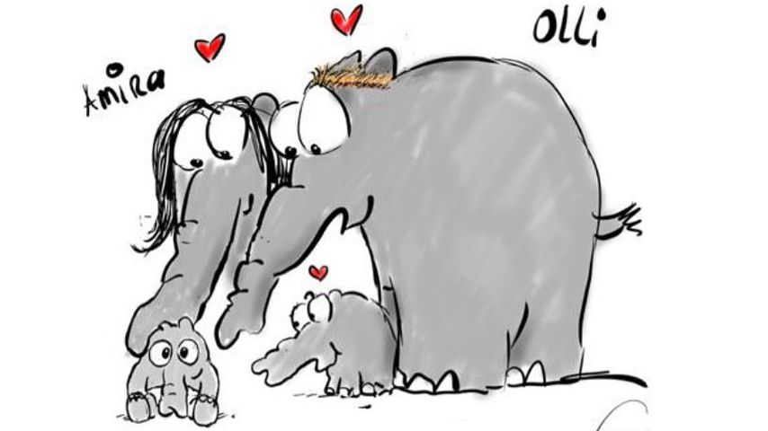 Oliver Pochers Familie gemalt von Otto Waalkes