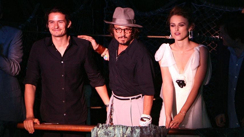 Orlando Bloom, Johnny Depp und Keira Knightley bei der Weltpremiere von "Fluch der Karibik 2"