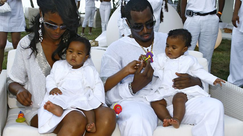 P. Diddy, Kim Porter und ihre Zwillinge D'Lila Star Combs und Jessie James Combs im September 2007