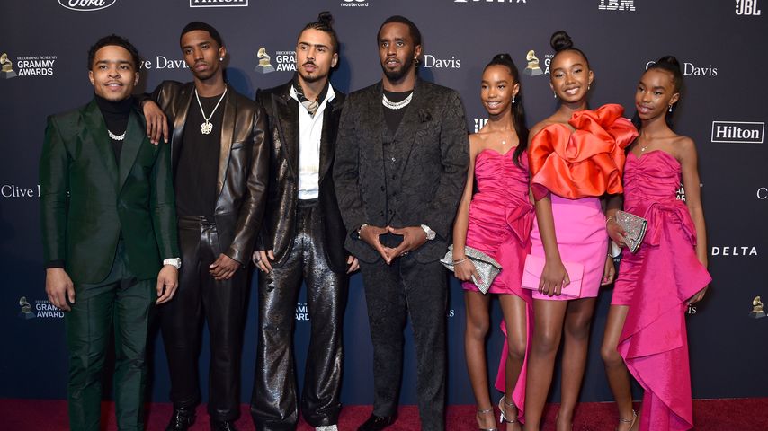 P. Diddy mit Justin, Christian, Quincy, D'Lila, Chance und Jessie James